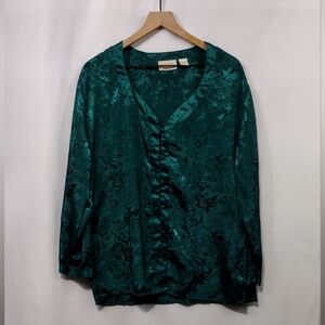 Vintage Victorias Secret Floral Top Women's M Green Boho Retro 90s Y2K Casual